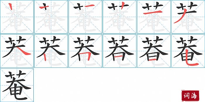 菴字怎么写图解