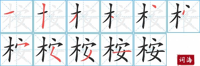 桉字怎么写图解