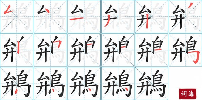 鴘字怎么写图解