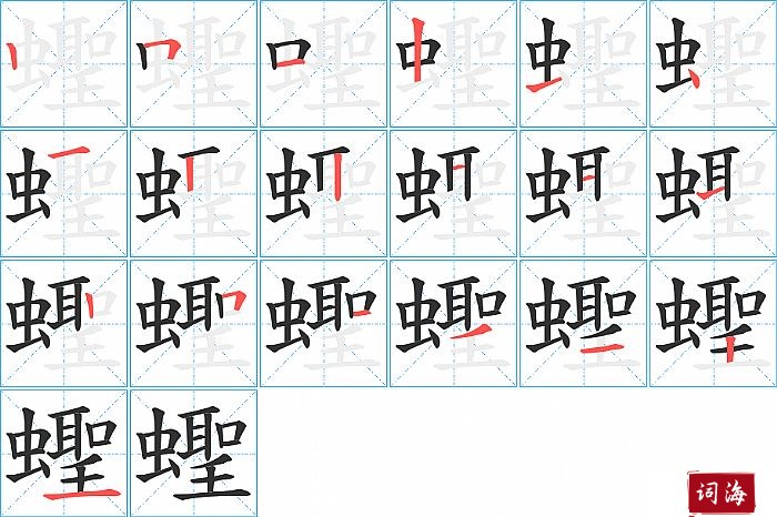 蟶字怎么写图解