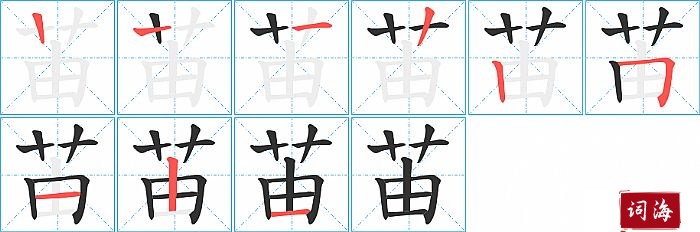 苖字怎么写图解