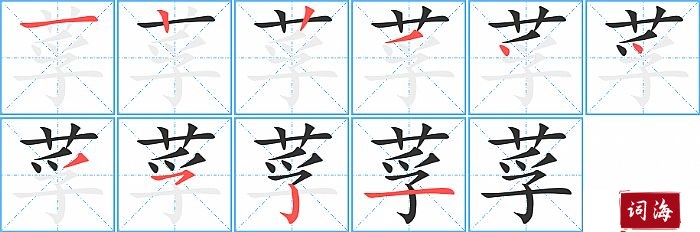 莩字怎么写图解