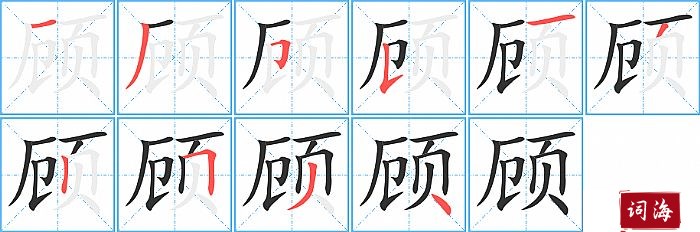 顾字怎么写图解