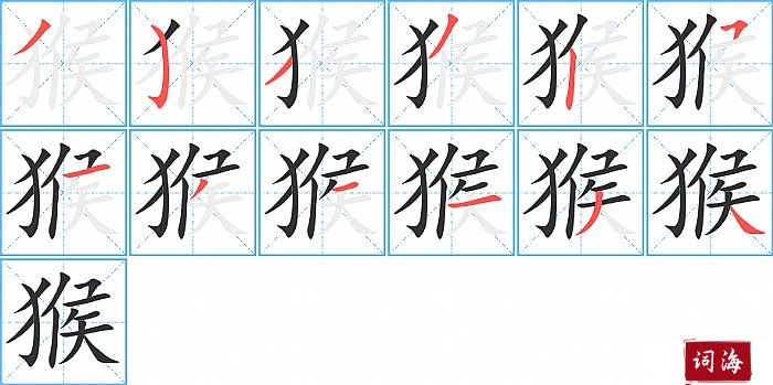 猴字怎么写图解