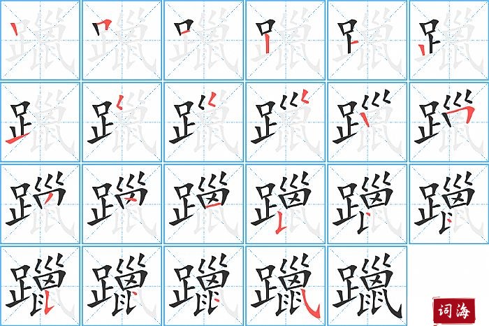 躐字怎么写图解