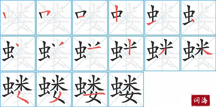蝼字怎么写图解