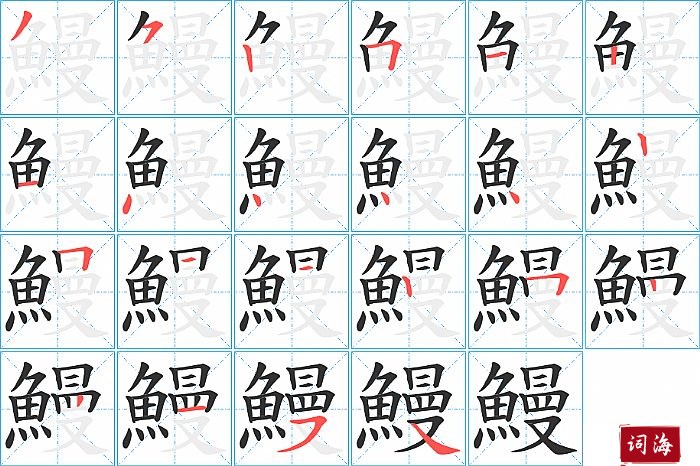 鰻字怎么写图解