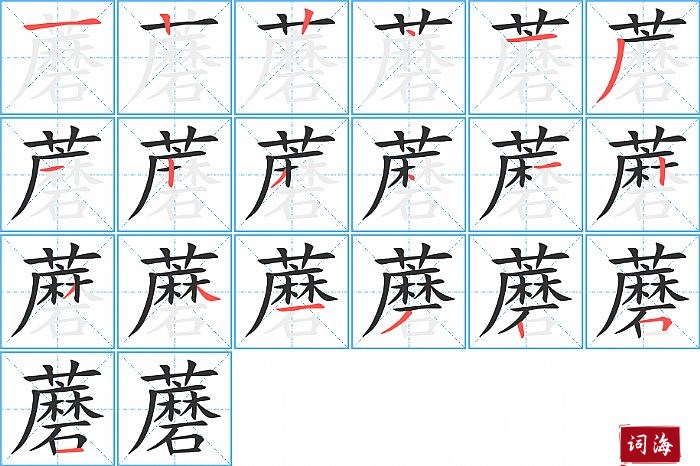 蘑字怎么写图解