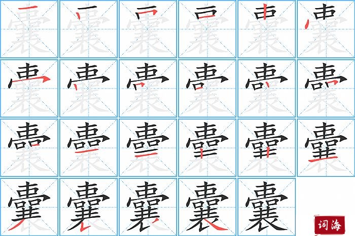 囊字怎么写图解