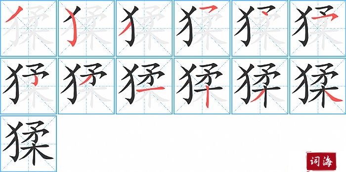 猱字怎么写图解
