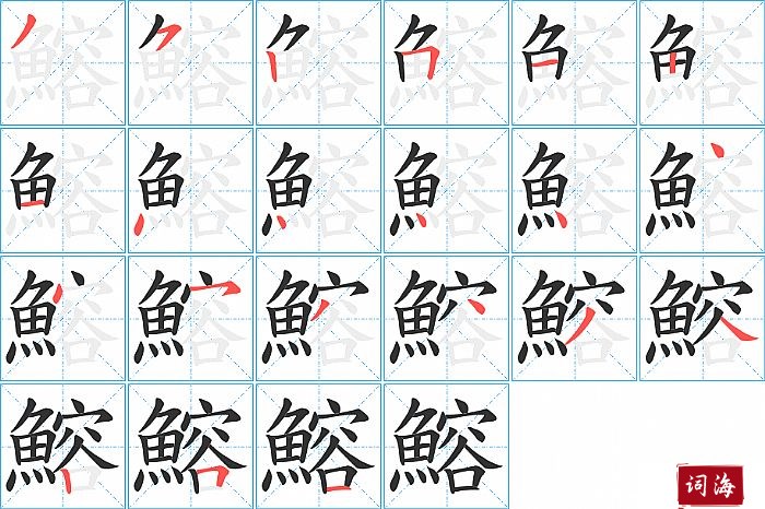 鰫字怎么写图解