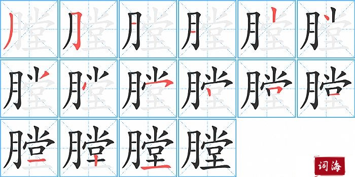 膛字怎么写图解