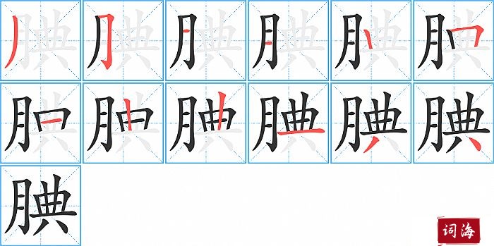 腆字怎么写图解