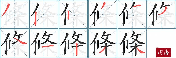 條字怎么写图解