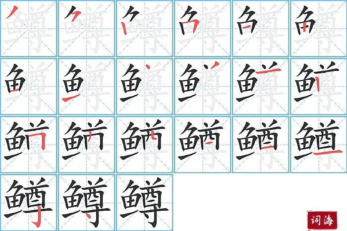 鳟字怎么写图解